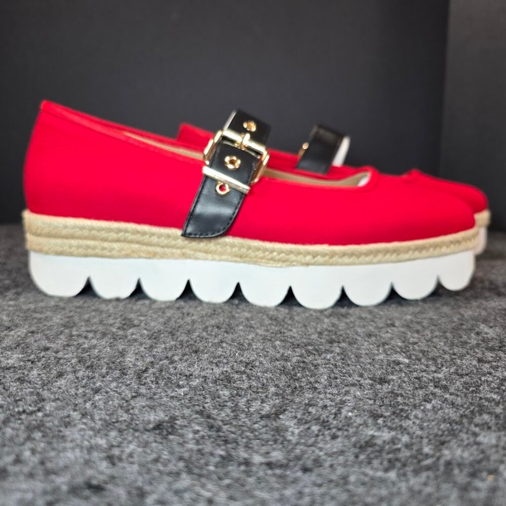 NIB Silent D x Anthropologie Sporty Mary Jane Flats Red 40 (US 9-9.5)